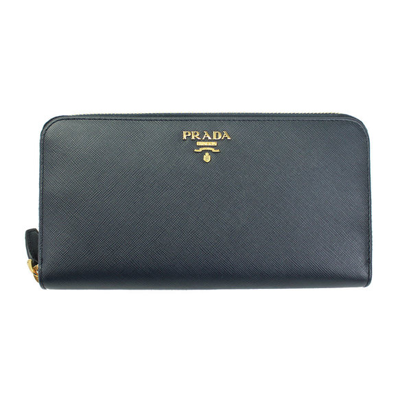 Prada Wallet Leather Zip Long BLEU Blue - Picture 1 of 4